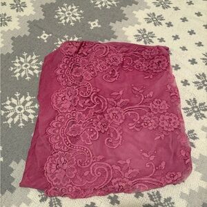 Pink lace mini skirt